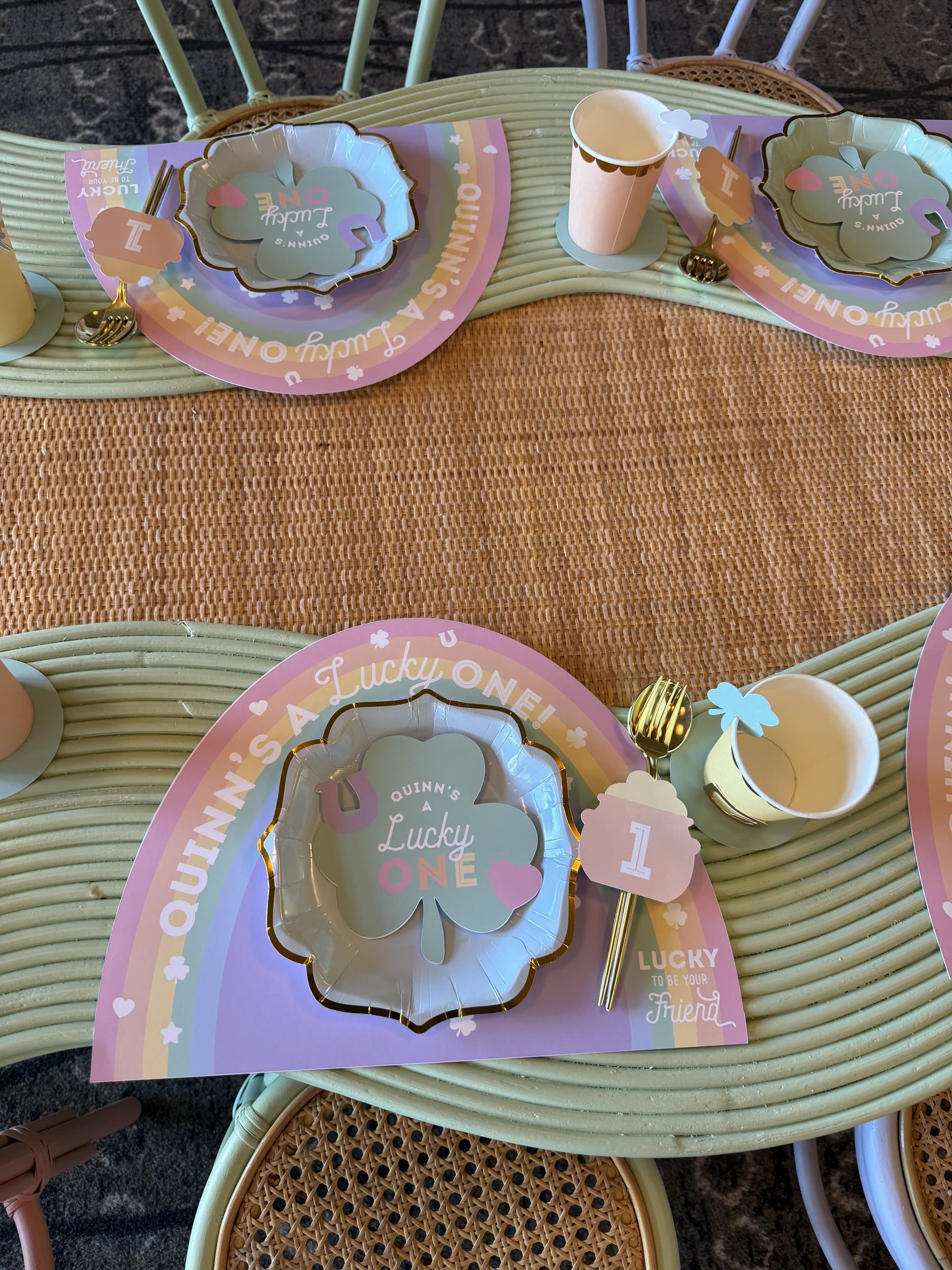 Lucky One first birthday place settings