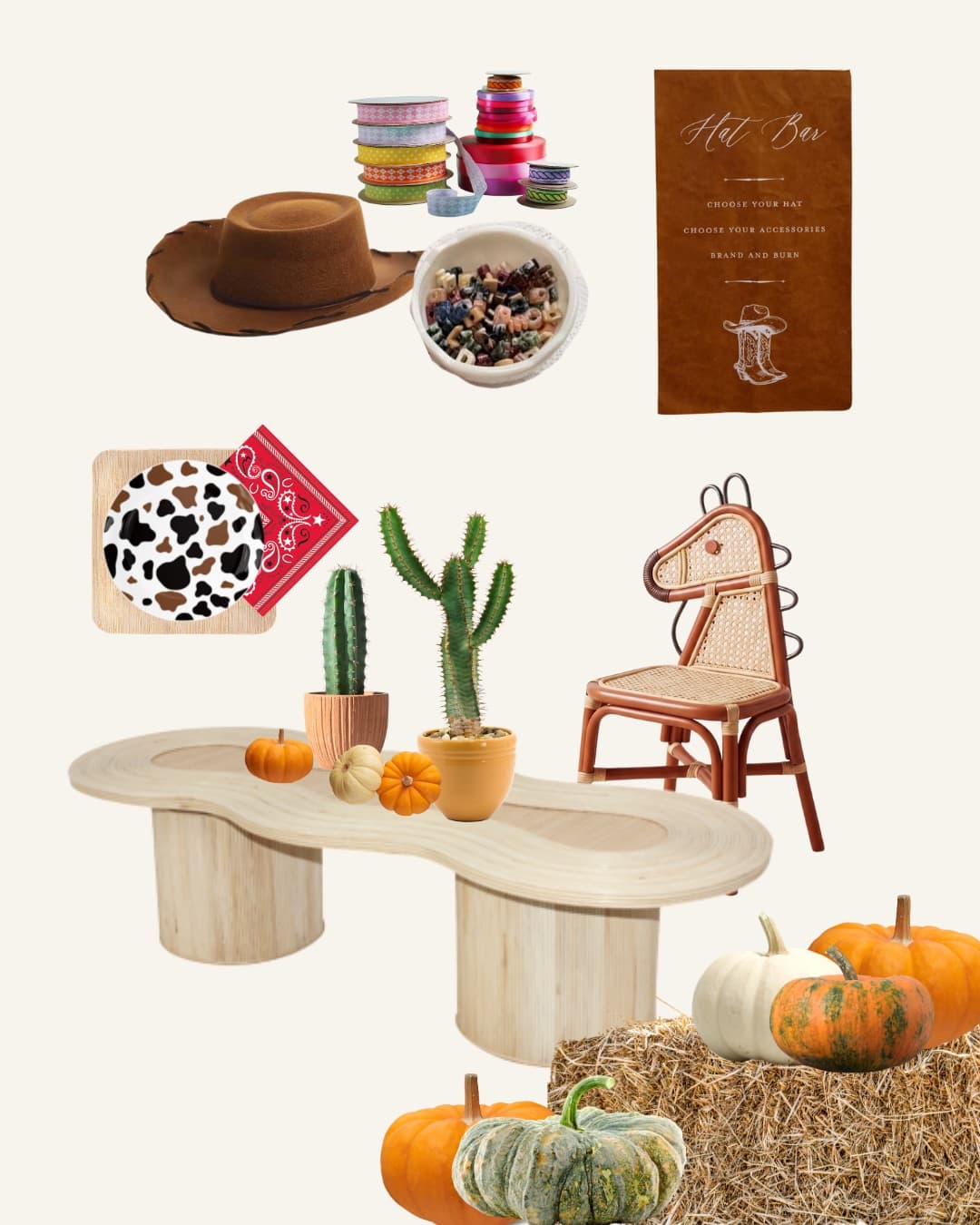 The pieces in our The Wild West Pumpkin Patch party package